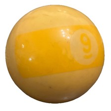 Vintage Broken Stripe Pool Ball Replacement 2 1/4 Inch Regulation Size Yellow 9
