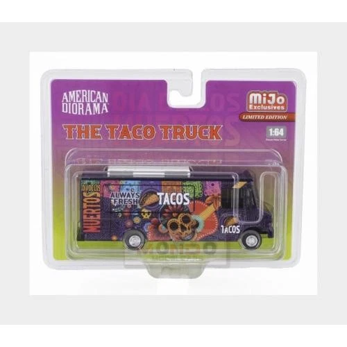 1:64 AMERICAN DIORAMA Truck The Van Taco Food Truck 2016 Black AMDI70100MJ Model Foto 2 de 2