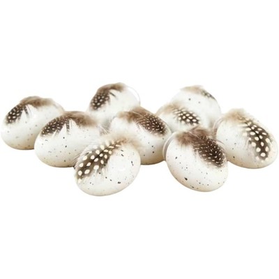 16 x Speckled Easter Eggs for Hanging with Feathers, Easter Decoration with N...