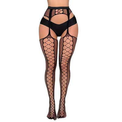 Sexxxystockings N55 Schwarze Suspender Tights mit Naht, 70 Den, Einheitsgröße