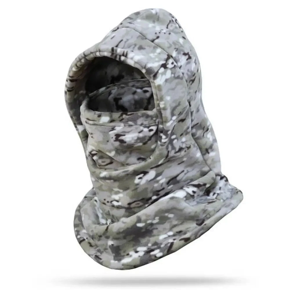 Multifunctional fleece balaclava with adjustable mask on clips, white, multi💛💙