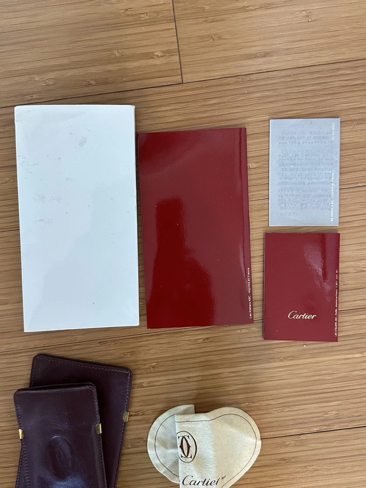 Два винтажных кожаных чехла для солнцезащитных очков CARTIER с тканью для линз Cartier - Изображение 4 из 4