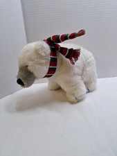 Vintage 1984 Dakin White Plush Polar Bear With Scarf 11"