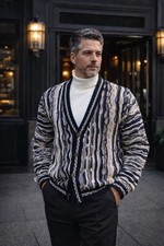 Tundra Canada Bachrach XL 90s Ribbed Cardigan Sweater Coogi Style Biggie VTG