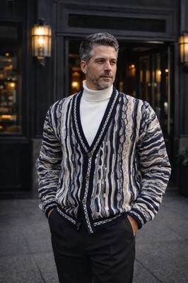 Tundra Canada Bachrach XL Textured Cardigan Sweater Coogi Style