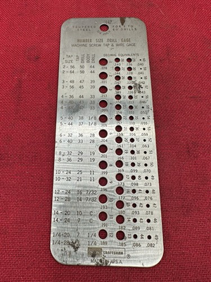 #ad Vintage Sears Craftsman Number Size Drill Gage #4047 Tempered Steel $9.95