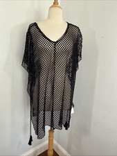 Poncho de red negro OS para mujer natación encubrimiento playa vacaciones gótico grunge