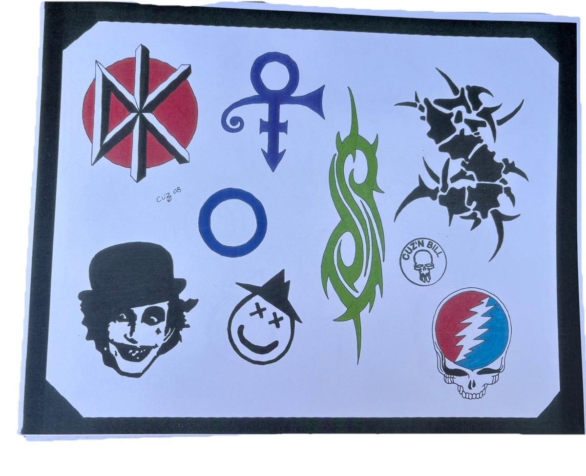 Tattoo Flash Set of 4 Sheets Punk Rock Band Logos Dead