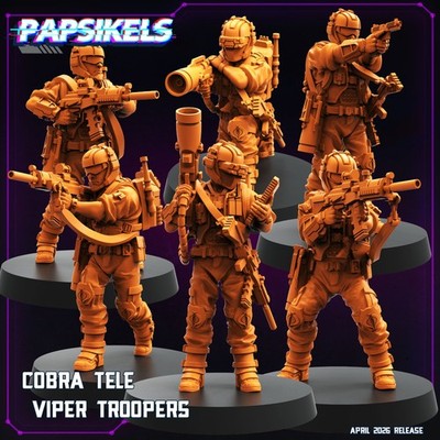 COBRA Tele Viper Troopers Set 6 Resin Miniatures 32mm Sci-Fi Soldiers Squad