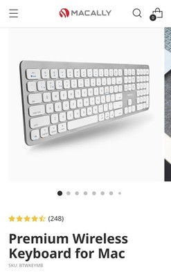 Macally Quick Switch Bluetooth Keyboard Mac/iPad/iPhone, Silver BTWKEYMB