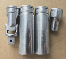 Lot of 4 SNAP-ON SOCKETS, 5 /8, 9/16, 5/16, + 3/8 TO 3/8 UNIVERSAL SWIVEL