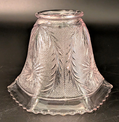 Vintage Pressed Glass Clear Art Deco Lavender Hue Light Shade, 2-1/4  Fitter
