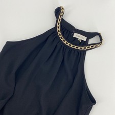 NEW Calvin Klein Halter Dress Women 6 Black Gold Chain Neck Shift Glam Evening