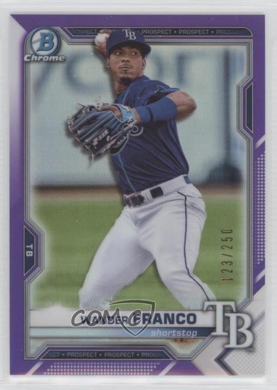 2021 Bowman Chrome Prospects Purple Refractor 123/250 Wander Franco #BCP-240 9b3