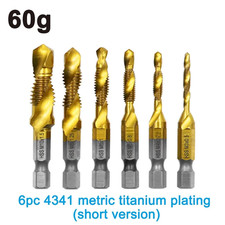 6Pc High-Speed Steel 4341 Titanium Plated Composite Tap Drill and Tap Integrated