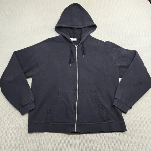 Vintage Lee Hoodie Mens Large Navy Blue Full Zip Blank USA Made Workwear 90s