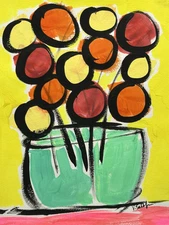 Floral Art Original Abstract Flower 8x10 Painting Modern Pop Art Minimalist