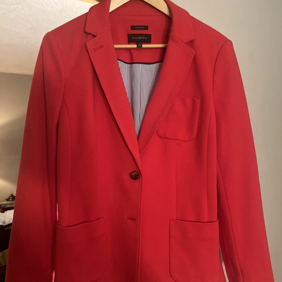 Talbots ABERDEEN KNIT BLAZER soft textured blue womenswear women’s 12P NWOT - Image 2 of 4