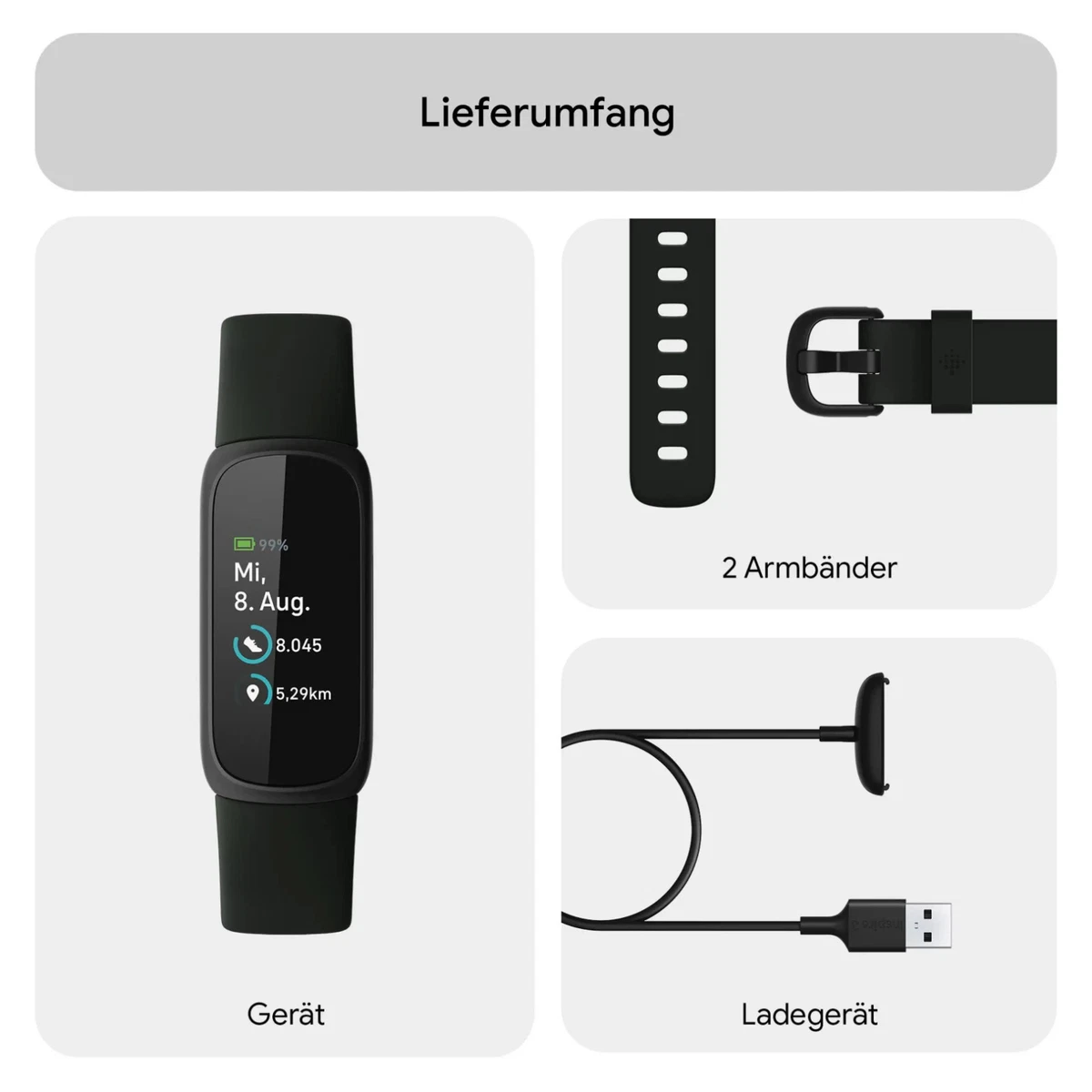 FITBIT Inspire 3 Fitness Tracker Schwarz Midnight Zen S/L Retoure MwSt ausweisb.