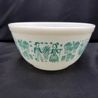 Pyrex Amish Butterprint Mixing Bowl #402 1 1/2 Qt White Turquoise Blue Folk Art
