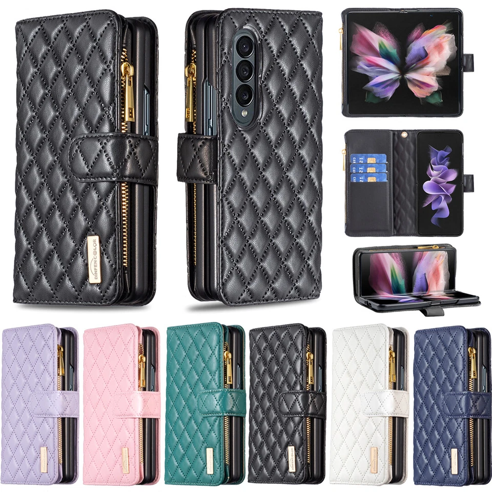 Funda tipo billetera para Samsung Z plegable 7/6/5/4 suave de lujo de cuero PU cubierta a prueba de golpes Foto 2 de 3