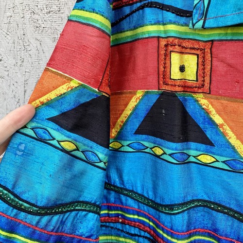 NWT Chico’s Chicos 90s Chinook Southwestern Geometric Beaded Silk Jacket XL - Picture 5 of 8