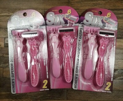 Assured Six Blades Women's Pink Twin-Packs Disposable Razors New Lot Of 6 Total