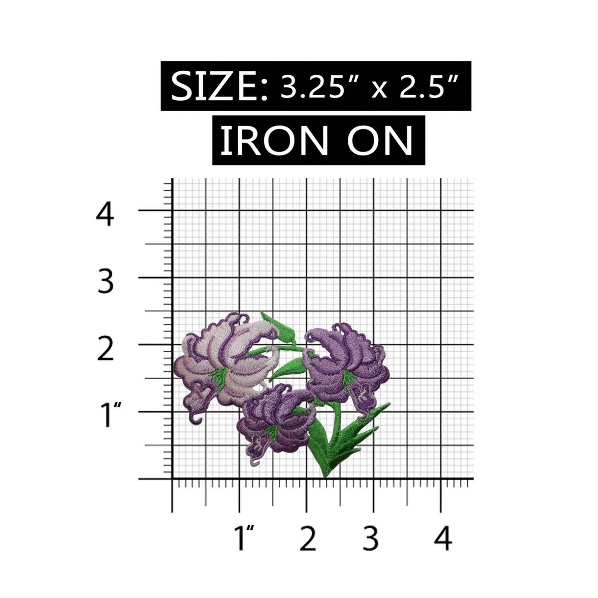 ID 6505 Purple Lily Flowers Patch Iris Orchid Plant Embroidered