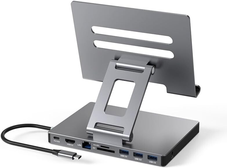 iPad Pro USB C Hub Stand, 9-in-1 Adapter for iPad Pro M4 M2 13 12.9 11 Inch Dock-image