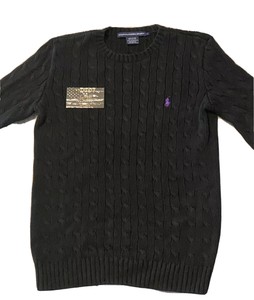 Ralph Lauren Sport Donna Cardigan Maglione Taglia Large Nero piccolo pony  viola | eBay