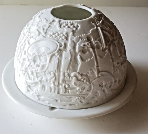 BERNARDAUD Porcelain Bisque Disney Lithophane Candle Holder Limoges France