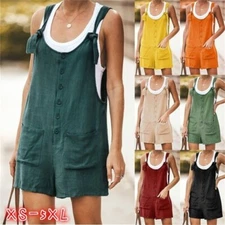 Summer Strap Loose Fit Romper Casual Short Jumpsuits With Pockets for Women