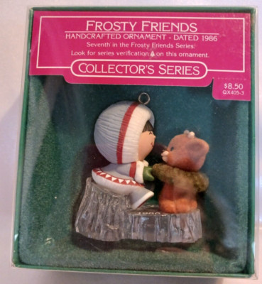 Hallmark VTG 1986 #7 Frosty Friends Ornament; SIGNED; MIB; Price Tag Intact