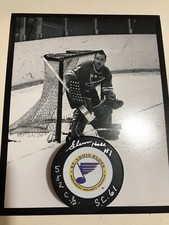 Glenn HALL St. Louis BLUES #1 SIGNED w/552 CGs & 61 CUP PUCK Top 100 COA UNIQUE!