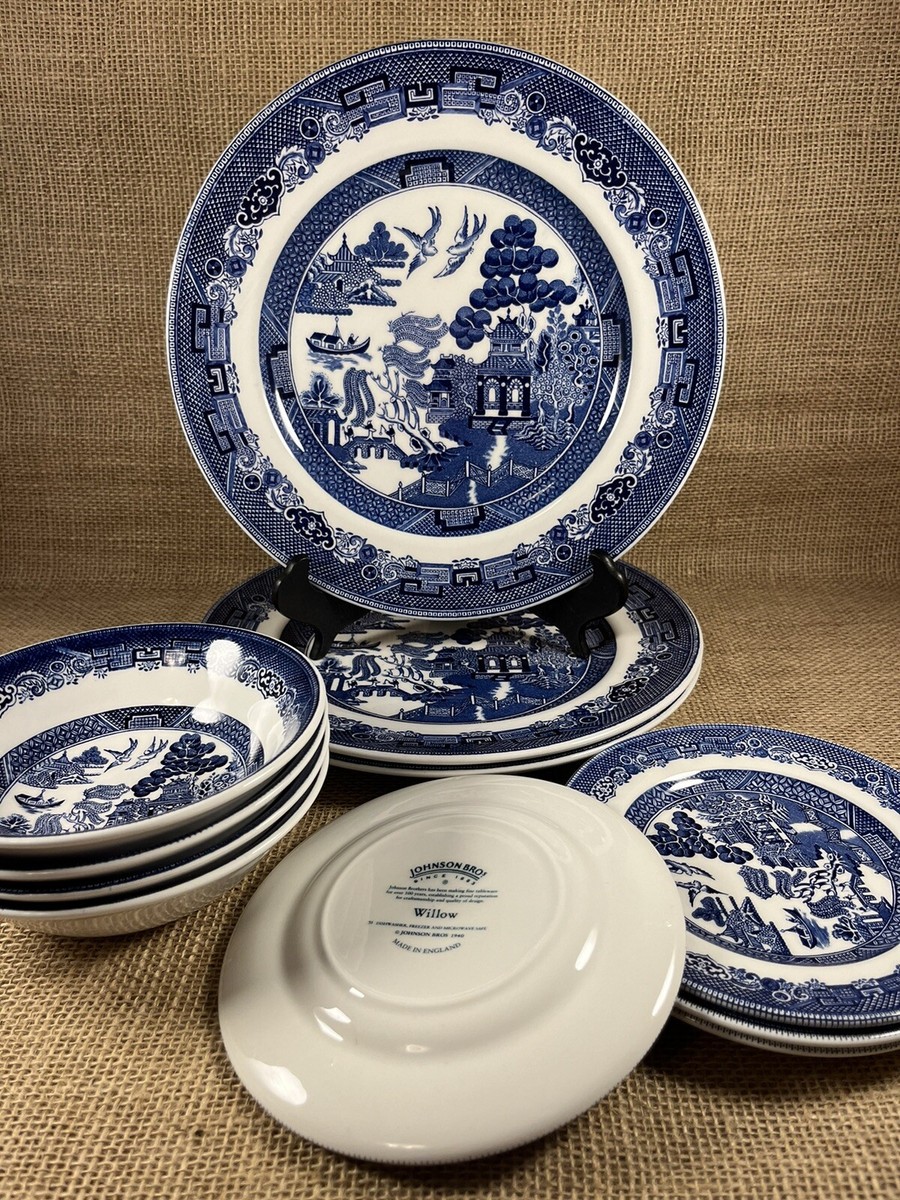 Johnson Brothers Pink Willow Plates Bros England Blue Willow