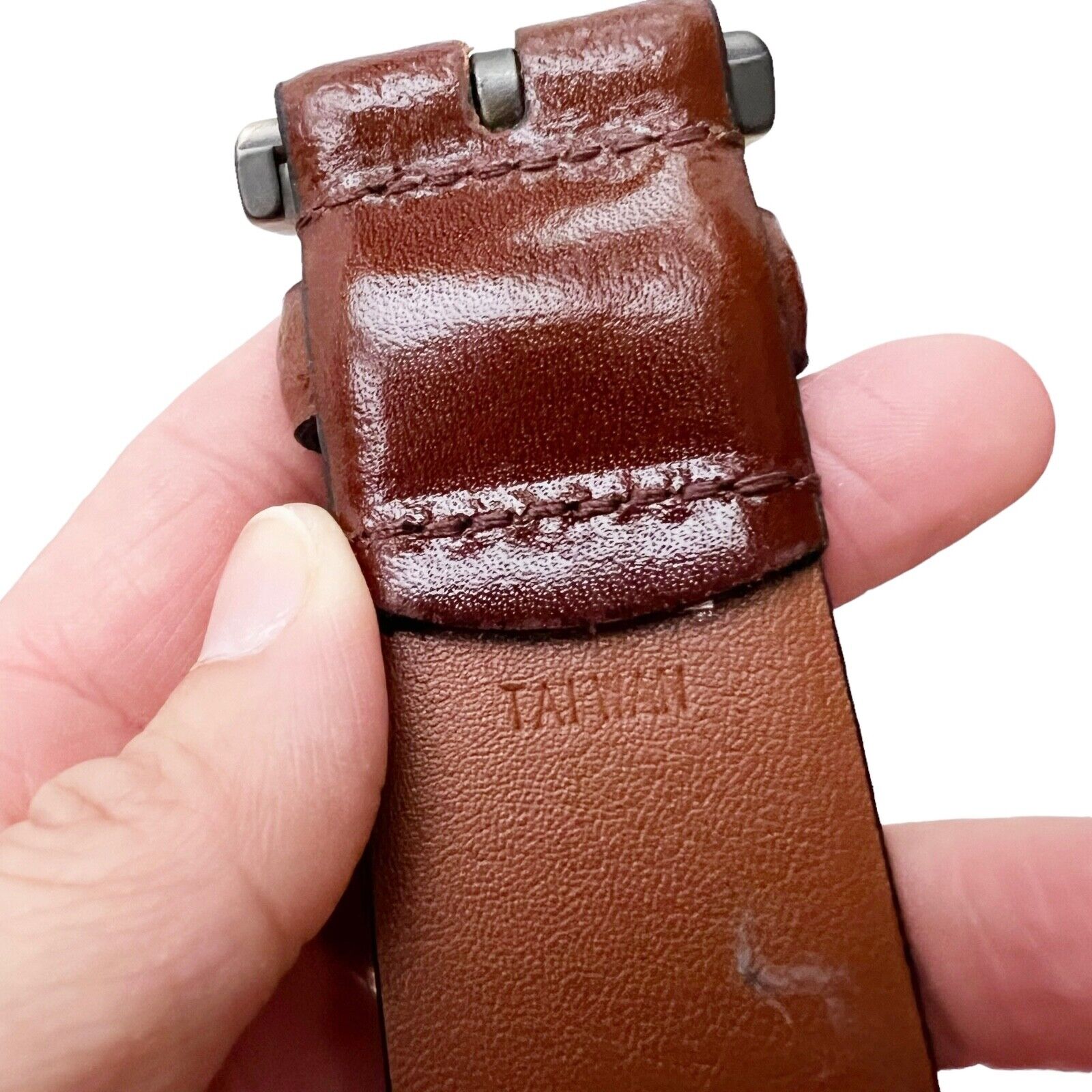 Mens Belt Rich Brown Full Grain Italian Leather S… - image 4