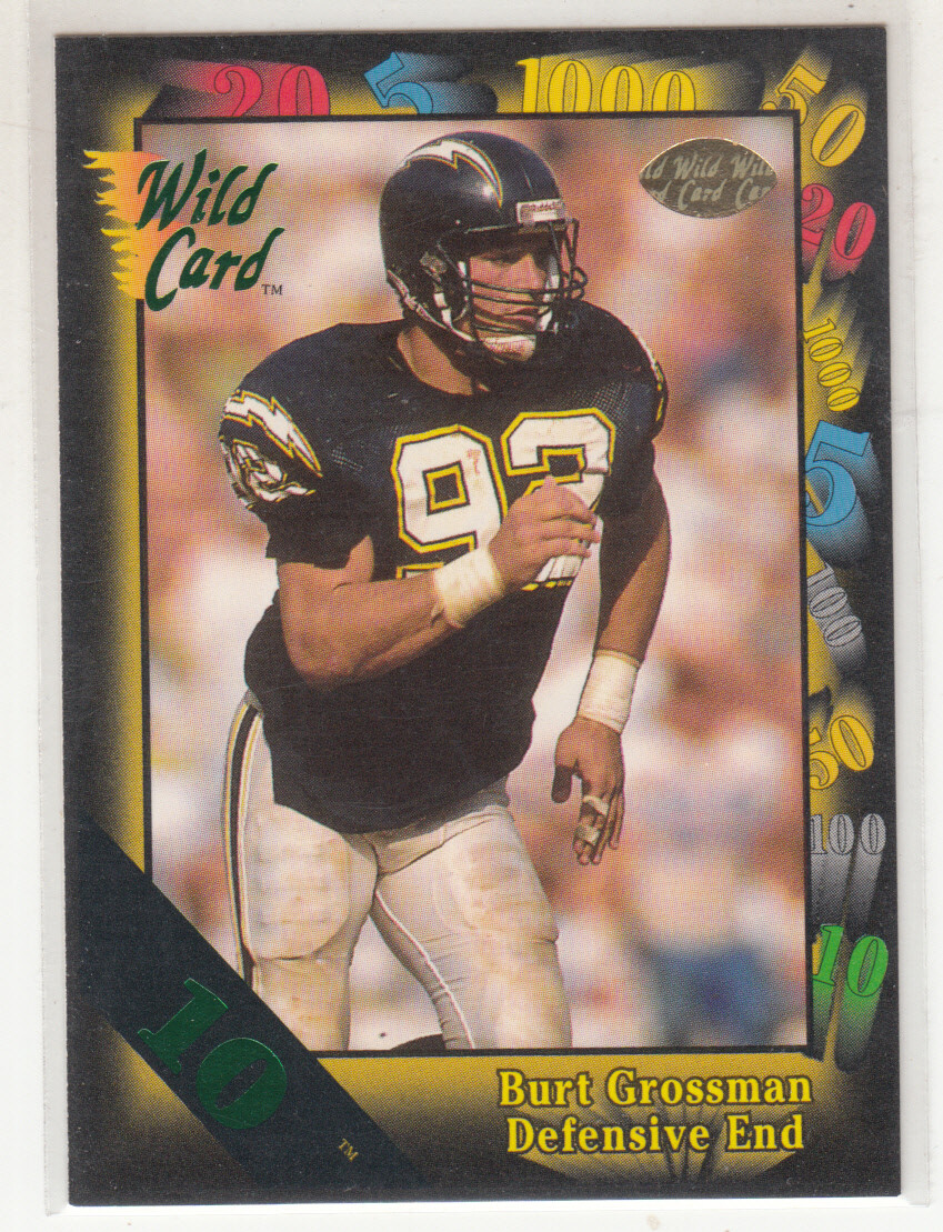 BURT GROSSMAN 1991 Wild Card NFL #105 Parallel 10 Stripe San Diego Chargers Mint