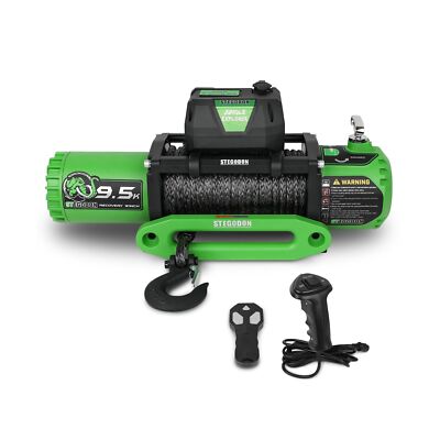 Winch 9500lb Electric Winch 12V Winch with Synthetic Rope Car Trailer Winch w...