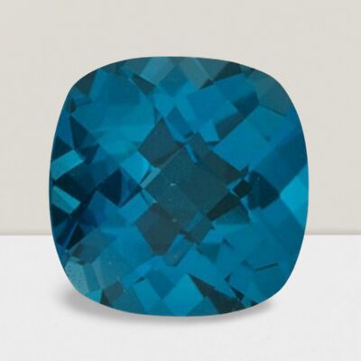 London Blue Topaz Cushion Cut Gemstone 8 Cts - 14 mm Lustrous Loose Gem