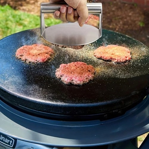 Prensa para hamburguesas de acero inoxidable máquina de hamburguesas trituradora de carne redonda para parrilla y cocina - Imagen 6 de 6
