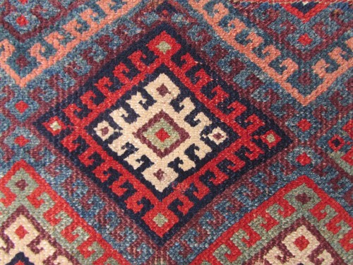 Antique Traditional Hand Made Oriental Wool Blue Red Bag Face Rug 101x71cm - Picture 8 of 15