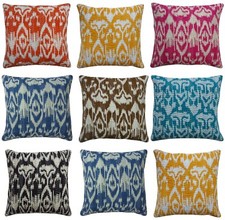 Indian Handmade Kantha Stitch Cushion Cover Ikat Pattern Pillow Case Ethnic 16"