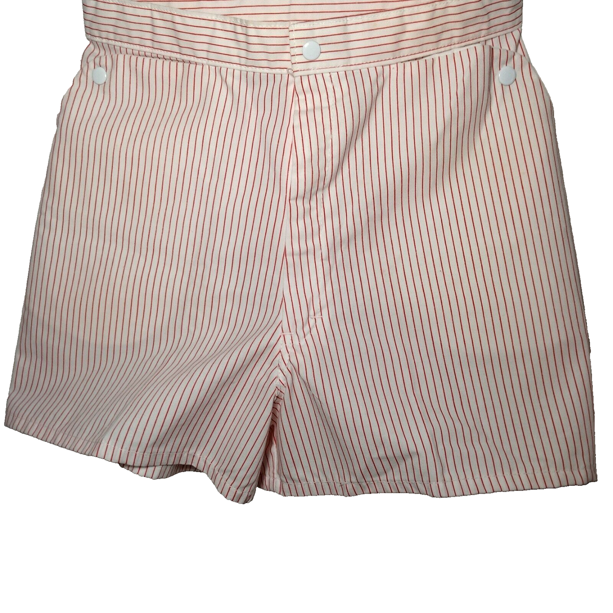 Vintage 1960s Shorts Women Size 11 White Red Striped Snap Pockets