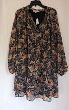 Loft  Boho Dress Womens S Peasant Sheer Floral Multicolor Lined