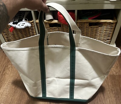 Vtg LL Bean Canvas Boat & Tote Bag Xl Dark Green New Rare Vtg LL Bean Canvas Boat & Tote Bag Xl Dark Green New Rare