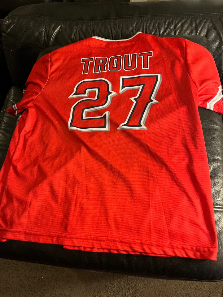 Camiseta Mike Trout SGA Los Angeles Angels Juvenil XL rara cinta verde roja casi como mínima Foto 3 de 3