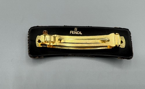 Vtg Fendi barrettes Brown Textured With Fendi Box #41 - Picture 16 of 16