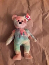 Peace Bear Ty Beanie Baby 1996 with P.E. Pellets — RARE, Retired, Collectable