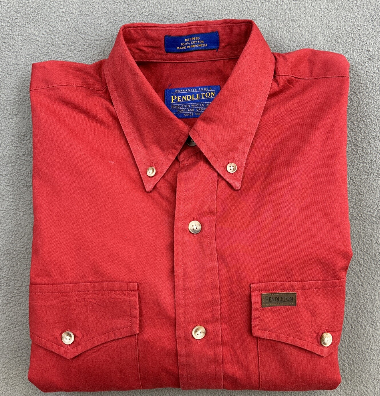 Pendleton Button Down Shirt Long Sleeve Solid Red… - image 1