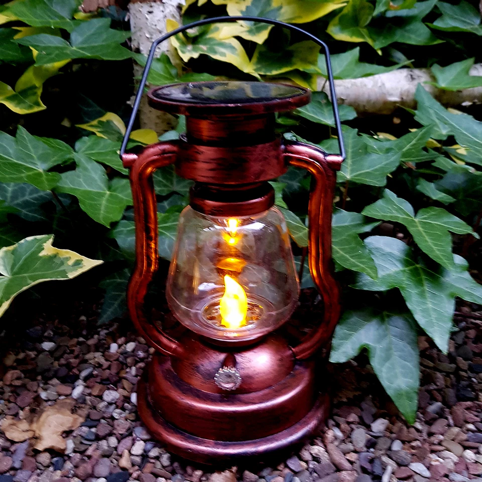 LED Vintage Solarlaterne mit LED Kerze Akku Gartenlaterne Laterne Solarglas - Bild 2 von 4